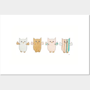 4 Owls Flying Horizontal Posters and Art